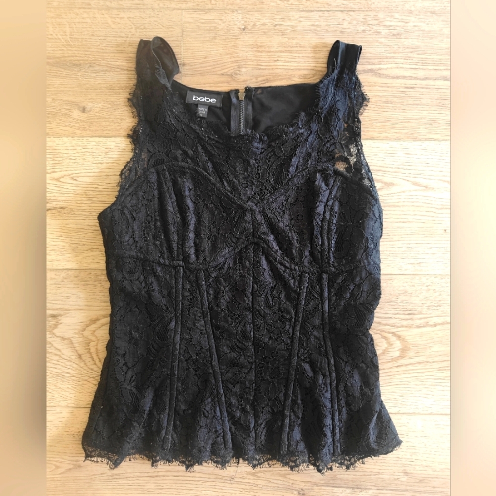 Bebe Black Lace Camisole Top
